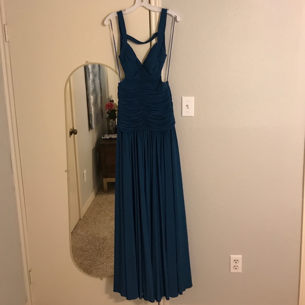 NWOT Teal Blue Full Length Backless Dress